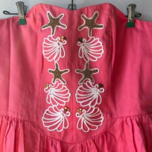 NWT Lily Pulitzer Mayfield Dress, Style 32874, Pink Salmon Seeing Stars Soutache - Picture 2 of 10